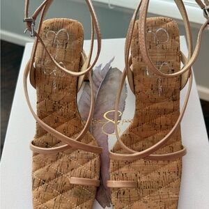 Elegant Cork Sandals with Nude Straps